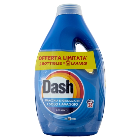 Dash Detersivo Liquido Lavatrice, Classico, 2x23=46 Lavaggi 2x1035ml